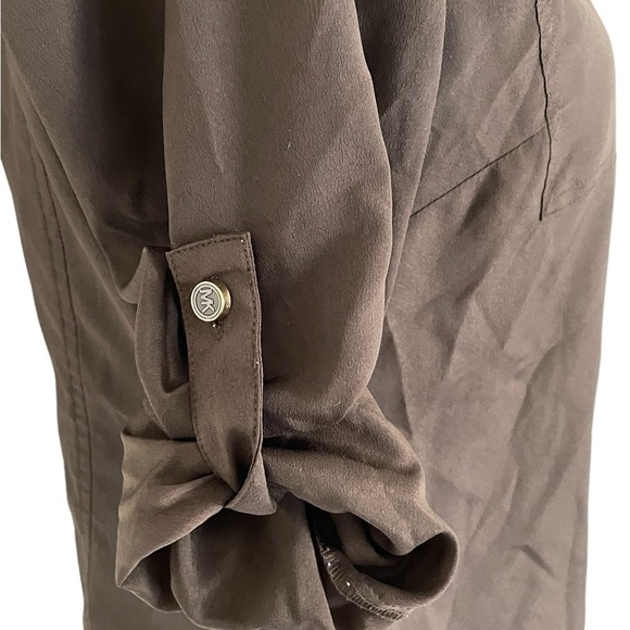 MICHAEL Michael Kors Womens Top Full Zip Long Sleeve Roll Tab Brown Size S - Picture 3 of 7